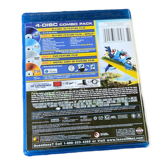 Blu-Ray 3D + Blu-Ray + DVD + Digital Copy Rio 3D, Rated G, 20th Century Fox - Picture 9 of 9